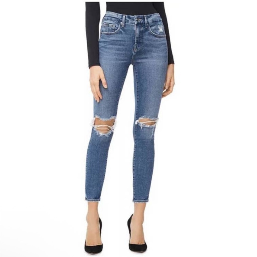 Good American Good Legs Indigo Blue Distressed Size 2 / 26